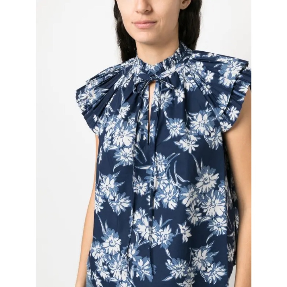 Ralph‎ Lauren Floral Printed Flutter Sleeve Blouse Plus Size July 4th Americana